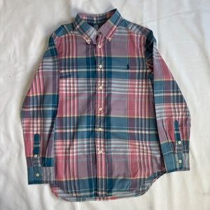 Ralph Lauren boys cotton plaid long sleeve button down shirt